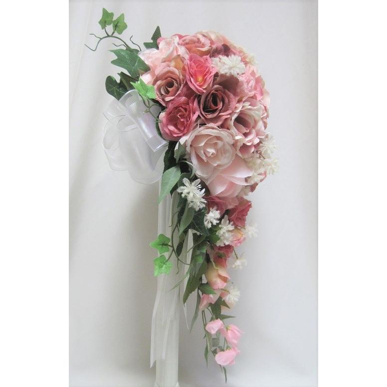 ウェディングブーケ くすみピンクのキャスケードブーケ 高品質なのに安い B0498 0498 Galleriaissyo 通販 Yahoo ショッピング