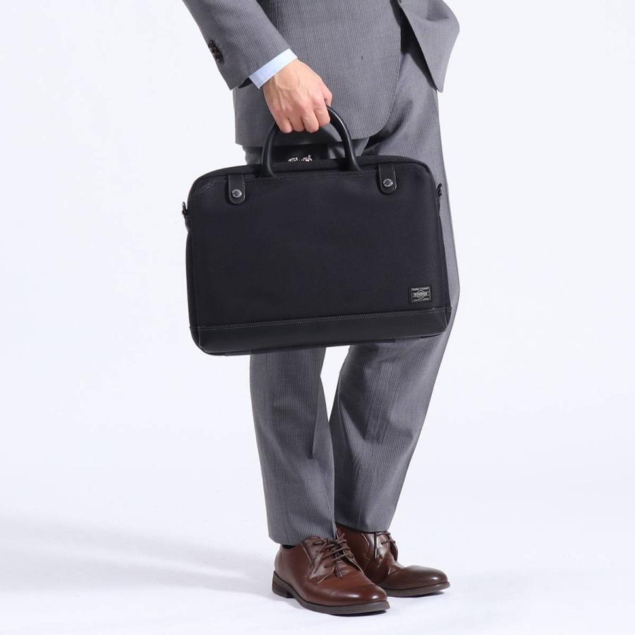 ポーター エルダー ブリーフケース 010-04427 ビジネスバッグ 吉田カバン PORTER ELDER BRIEFCASE 薄マチ メンズ 2WAY 通勤 A4 ショルダー 日本製｜galleria-onlineshop｜04