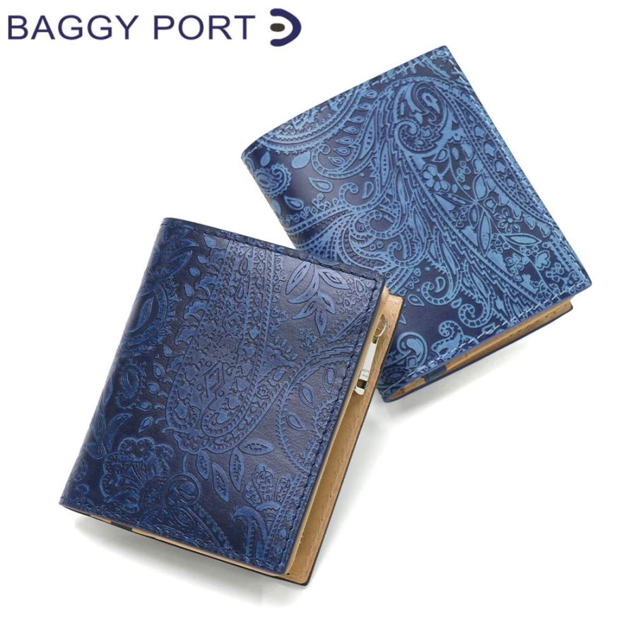 BAGGYPORT バギーポート 二つ折り財布 ブルー ペイズリー柄 BAGGY PORT（バギーポート） 最大50%☆9/8限定 二つ折り財布 メンズ