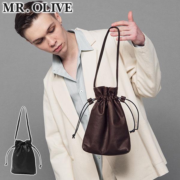 ミスターオリーブ イー.オー.アイ 巾着バッグ メンズ 本革 レザー ブランド MR.OLIVE E.O.I 革 ペットボトル 手持ち ハンドバッグ 上品 ME698 | MR.OLIVE E.O.I