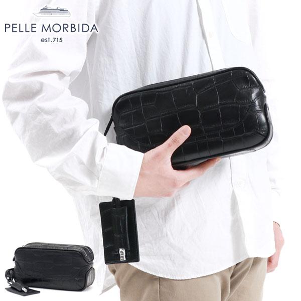 美品　ペッレモルビダ　セカンド　クラッチバッグ　ブラック PELLE MORBIDA（ペッレ モルビダ） 限定ポストイット+ケアセット＋