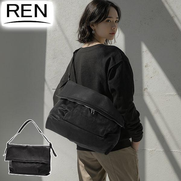 特典付 REN ショルダーバッグ レディース 大きめ 斜め掛け レン レザー カバン 大容量 大人 ブランド 本革 シンプル 肩掛け B4 HALLIE 1-30-30451