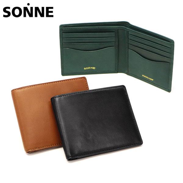 最大51%★7/20迄 ゾンネ 財布 メンズ 二つ折り サイフ さいふ SONNE ブランド コンパクト 薄マチ 薄い 薄型 薄 本革 革 レザー カード 小銭入れなし SOS010A | SONNE