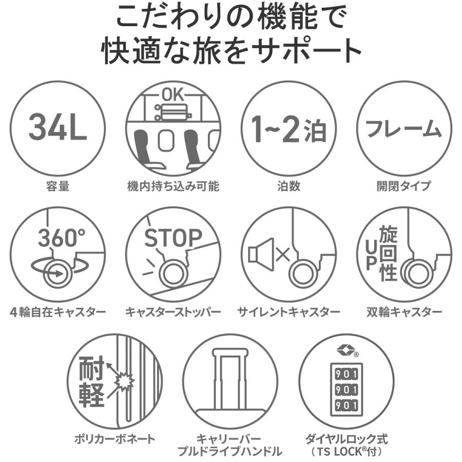 最大40%★4/28限定 ワールドトラベラー スーツケース World Traveler サグレス 2 キャリーケース ハード Sサイズ 機内持ち込み 34L 1泊 2泊 TSロック 05111｜galleria-onlineshop｜10