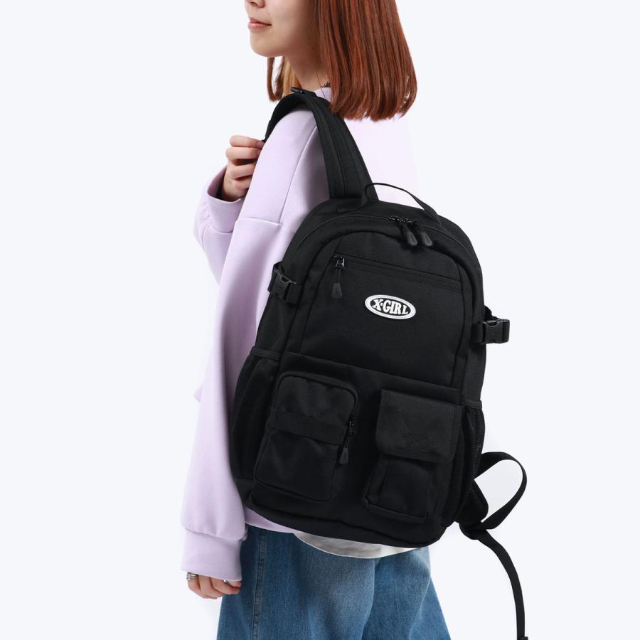 エックスガール リュック 通学 レディース リュックサック 黒 X-girl 女子 軽い A4 通勤 高校生 20L MULTI POCKET BACKPACK 105241053007｜galleria-onlineshop｜04