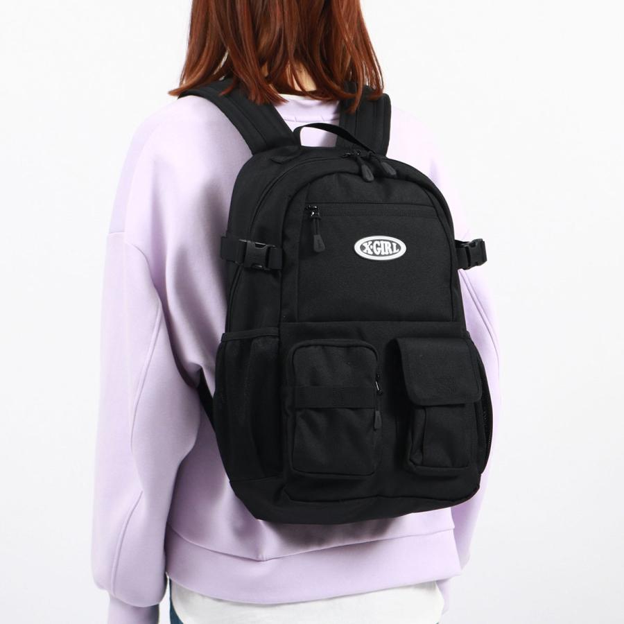 エックスガール リュック 通学 レディース リュックサック 黒 X-girl 女子 軽い A4 通勤 高校生 20L MULTI POCKET BACKPACK 105241053007｜galleria-onlineshop｜05