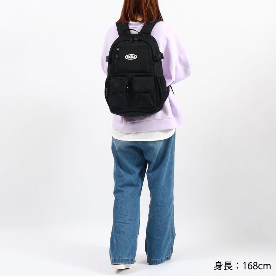 エックスガール リュック 通学 レディース リュックサック 黒 X-girl 女子 軽い A4 通勤 高校生 20L MULTI POCKET BACKPACK 105241053007｜galleria-onlineshop｜06