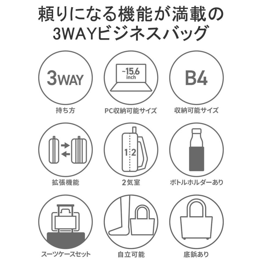 最大50%★5/25限定 エース ビジネスバッグ ACE IGNIS 2 イグニス2 3WAY リュック マチ拡張 ブリーフケース 17L 24L B4 A4 通勤 2層 15864の画像