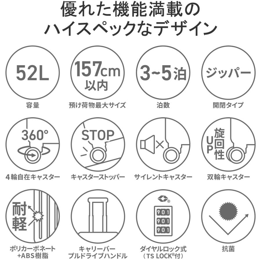 特典付 10年保証 エーストーキョー スーツケース Mサイズ ace.TOKYO キャリーケース 軽量 TSAロック 旅行 52L 3〜5泊 ACE パリセイド3-Z 06914_9