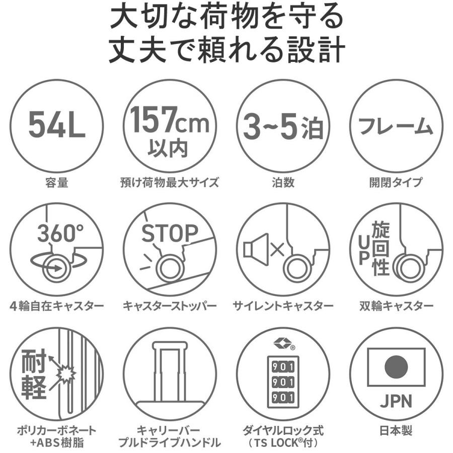 最大41%★5/12限定 10年保証 プロテカ スーツケース M PROTeCA Mサイズ 軽量 ストッパー 静音 TSロック 54L 3泊 4泊 5泊 フレーム 日本製 エース ACE 00142｜galleria-store｜09