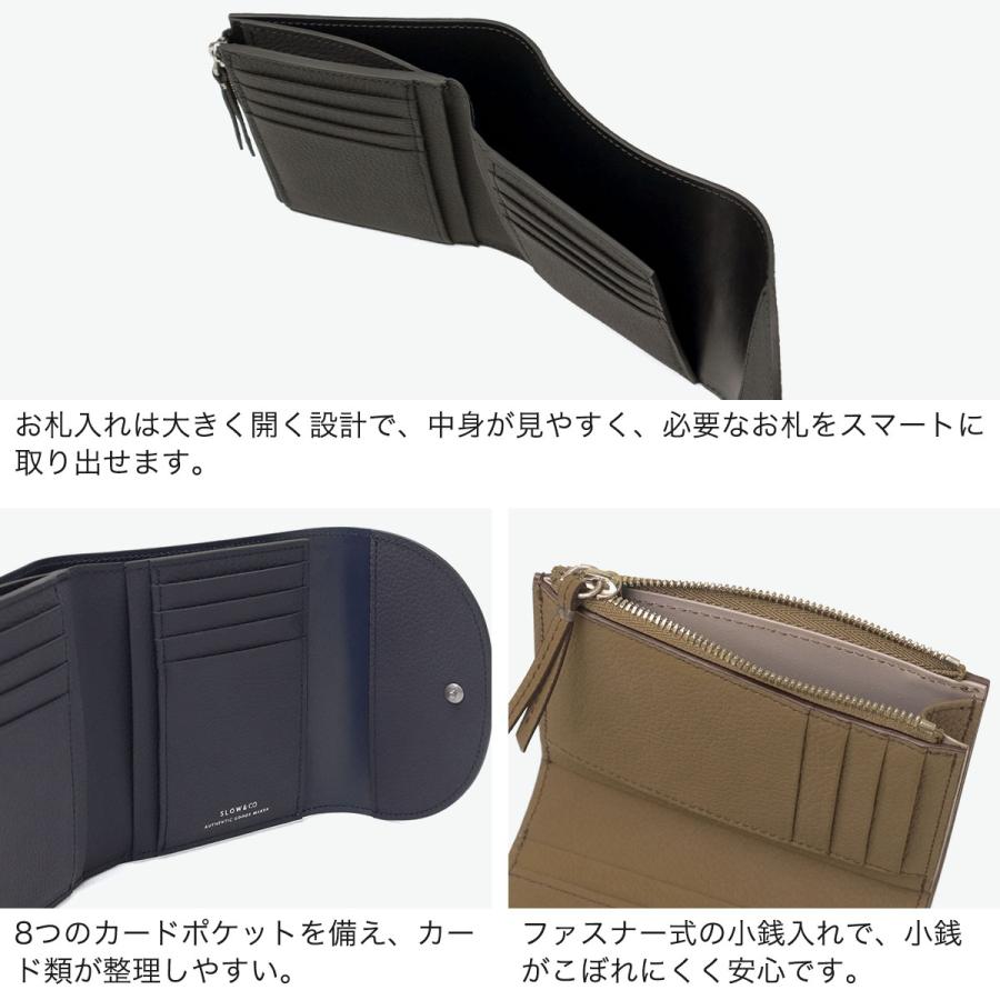 SLOW 最大50%☆10/11限定 三つ折り財布 メンズ レディース ブランド 革