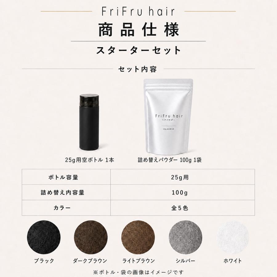 FuriFuru hair 薄毛パウダー 100g 日本製 スターターセット 25g用空き