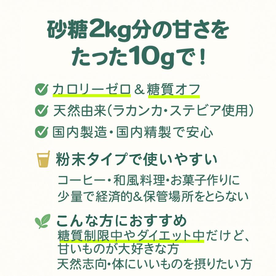 ラカンカ 【糖質ゼロで砂糖の200倍の甘さ】 ステビア 天然甘味料 羅漢果 羅漢果顆粒 粉末 カロリーゼロ ダイエット 国内製造 砂糖代替 糖質制限 お菓子作り | ブランド登録なし | 01