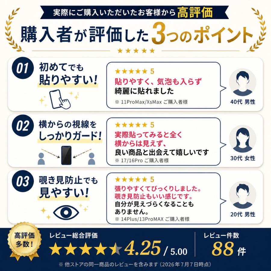 iPhone17 ガラスフィルム 覗見防止 17e 17pro 覗き見防止 貼り付けガイド付き のぞき見防止 プライバシー保護 iPhoneAir 16 16pro iPhone15 15pro 保護フィルム | ブランド登録なし | 03