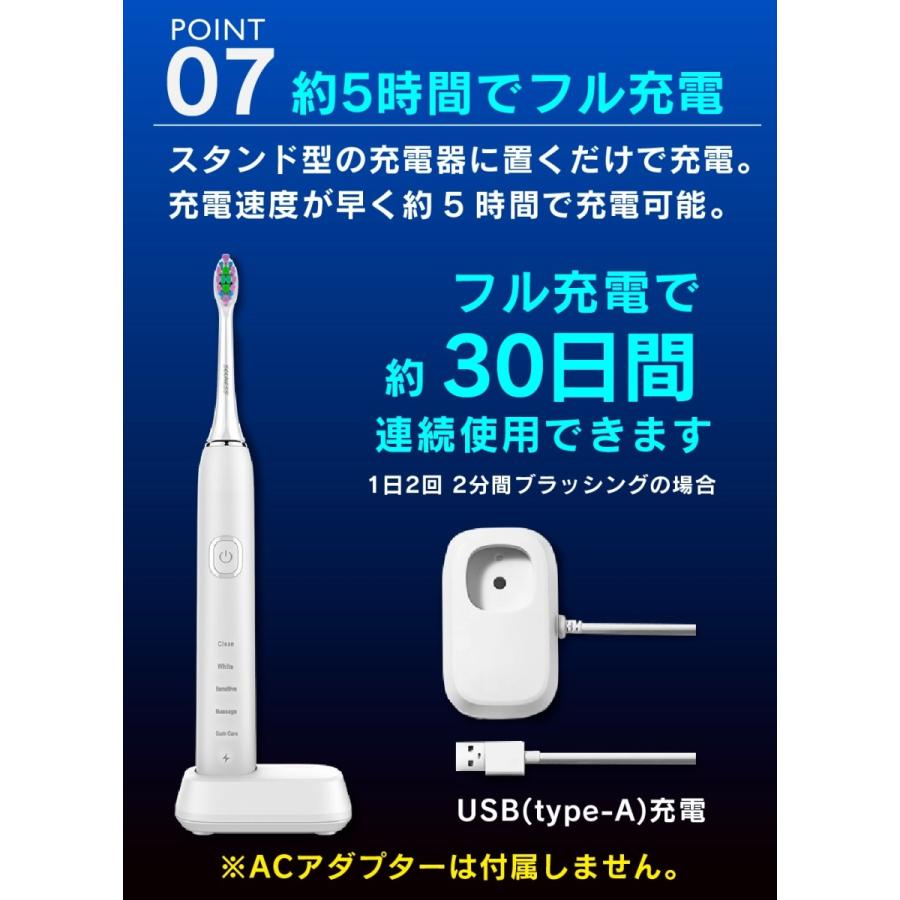 電動歯ブラシ 替えブラシが安い 充電式 音波歯ブラシ 【携帯ケース付き】 本体 音波振動歯ブラシ 携帯用 ボーテ｜galleries｜18