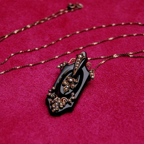 アンティーク オニキス パール ペンダントヘッド