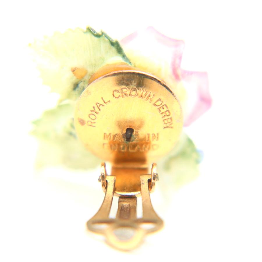 1950〜1960s Royal Crown Derby Vintage porcelain floral brooch 