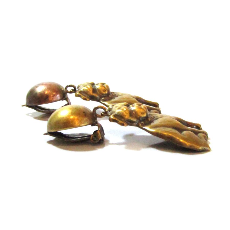 ☆Joseff of Hollywood Vintage bulldog motif drop earrings 