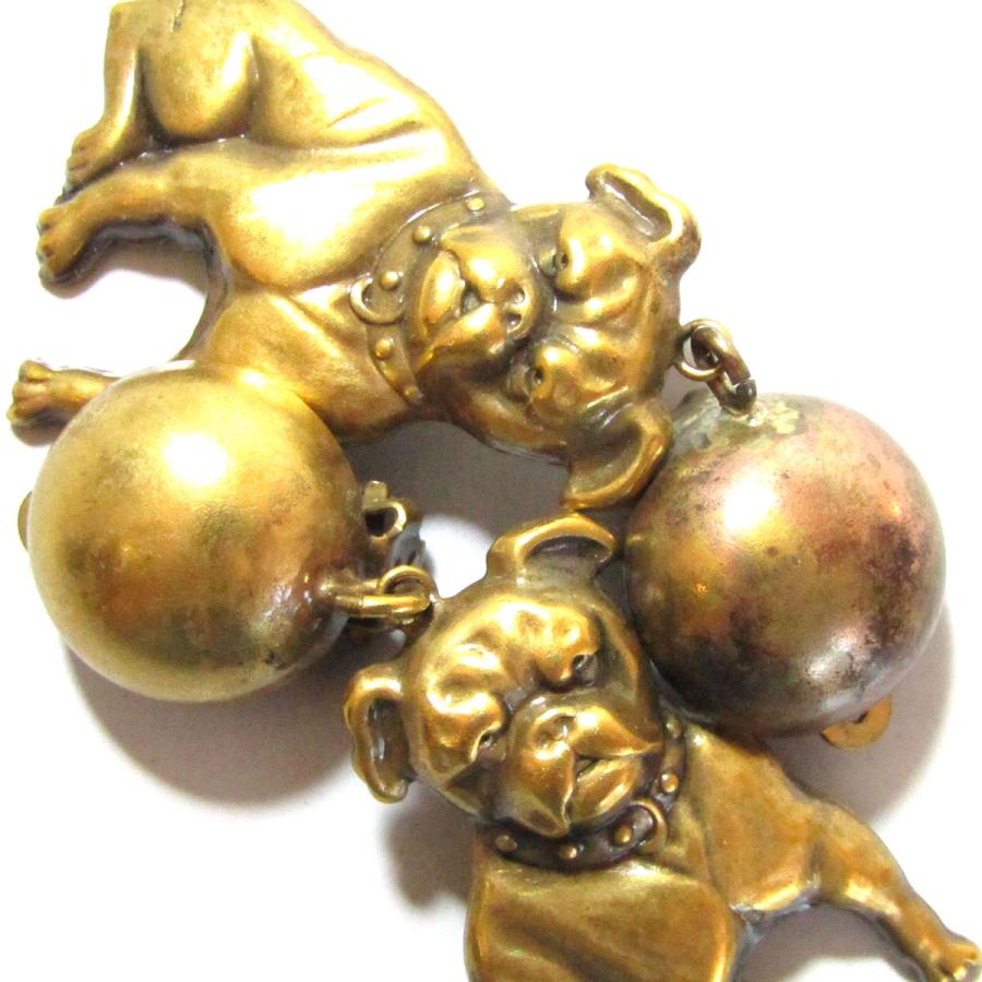☆Joseff of Hollywood Vintage bulldog motif drop earrings 