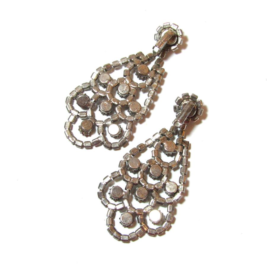 ★1950s Vintage red & clear rhinestone chandelier earrings_8