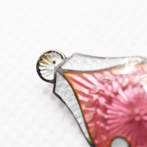 イギリス アンティーク シルバー ピンクブローチ 推定1800年代後半頃 