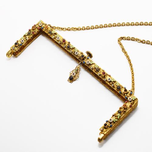 アンティーク ゴールドメタル カラフルフラワーモチーフ×ライン