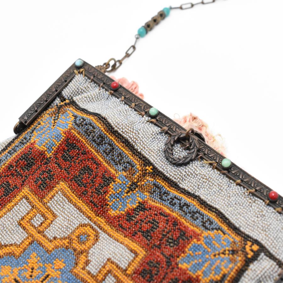 Antique Party beads fringe bag　with mirror_2