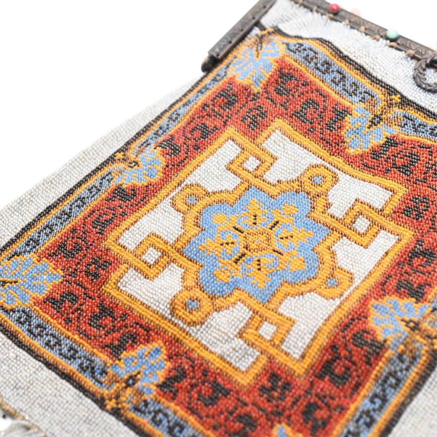 Antique Party beads fringe bag　with mirror_3