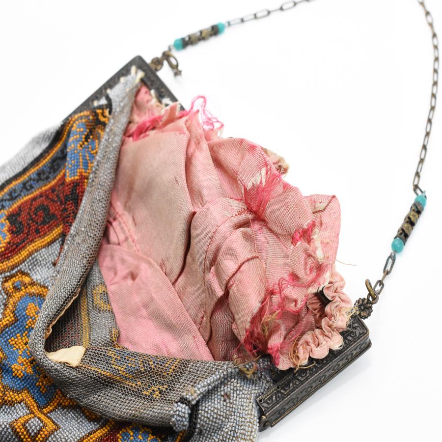 Antique Party beads fringe bag　with mirror_6