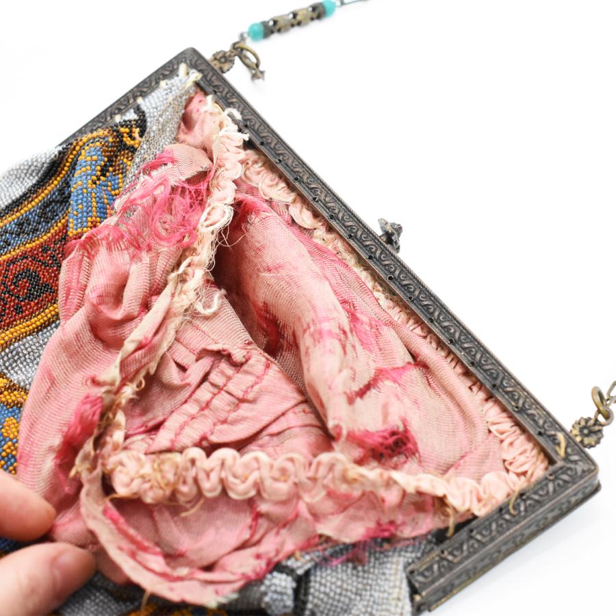 Antique Party beads fringe bag　with mirror_7