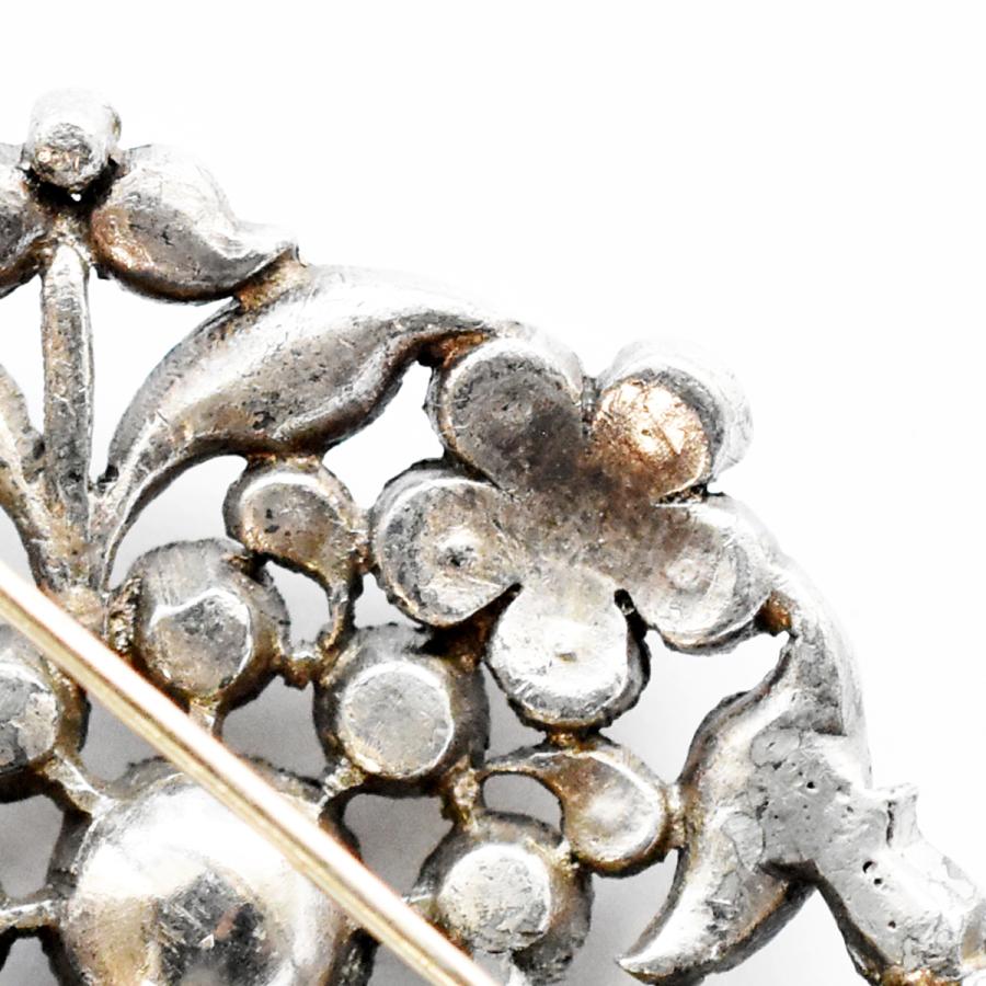 Antique 1900´s silver metal clear rhinestone brooch 腕時計 