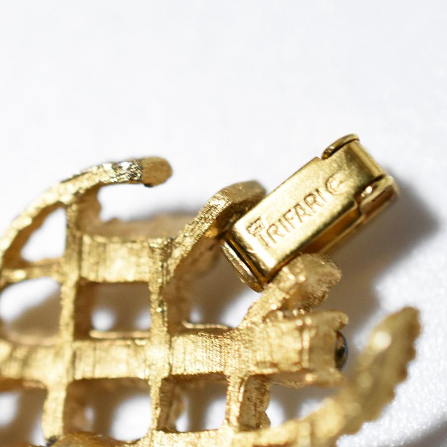 Vintage Trifari 1950s'　goldmetal×clear rhinestone bracelet｜gallery-aura｜10