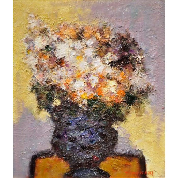 友成晴雄 油彩画 掘り出しオススメ！油彩画＊ 友成晴雄「花」8F 友成晴雄「花」油彩画