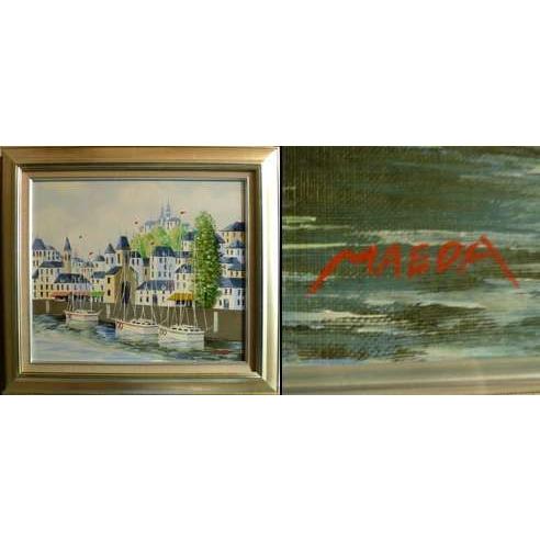 前田忠雄「河畔の風景」油彩画 : 1421 : ギャラリー風のたより Yahoo 