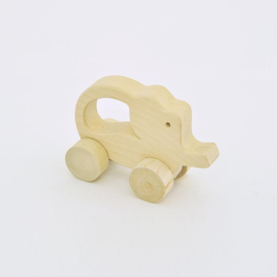 木製玩具 無塗装 ちいさなお子様でもにぎりやすい プレゼントに最適 ゾウ車 | 