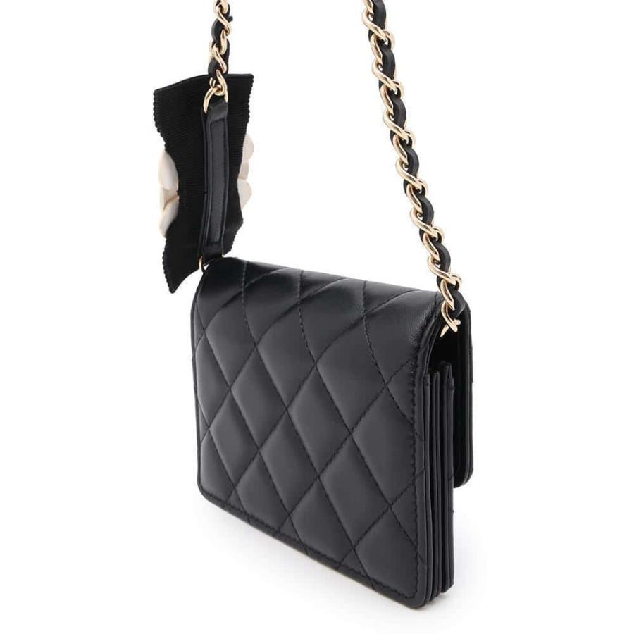 シャネル チェーンウォレット カメリア ラムスキン AP2163 CHANEL 財布 