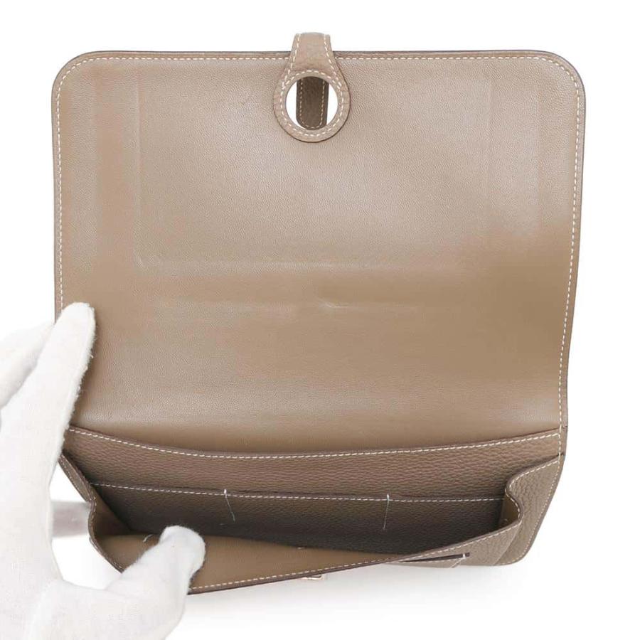 エルメス 長財布 ドゴンGM エトゥープ/シルバー金具 トゴ Y刻印 HERMES 