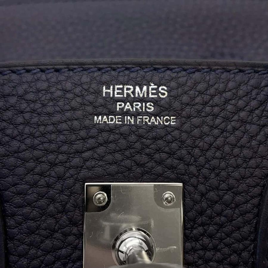 裏刻印あり　HERMES エルメス シェーヌダンクル 【ブルー】シガーレスト エルメス バーキン25 ブルーニュイ/シルバー金具 トゴ W刻印 HERMES