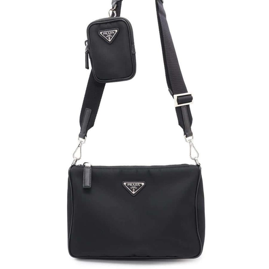プラダ ショルダーバッグ ミニポーチ付き Re-Nylon xサフィアーノ 