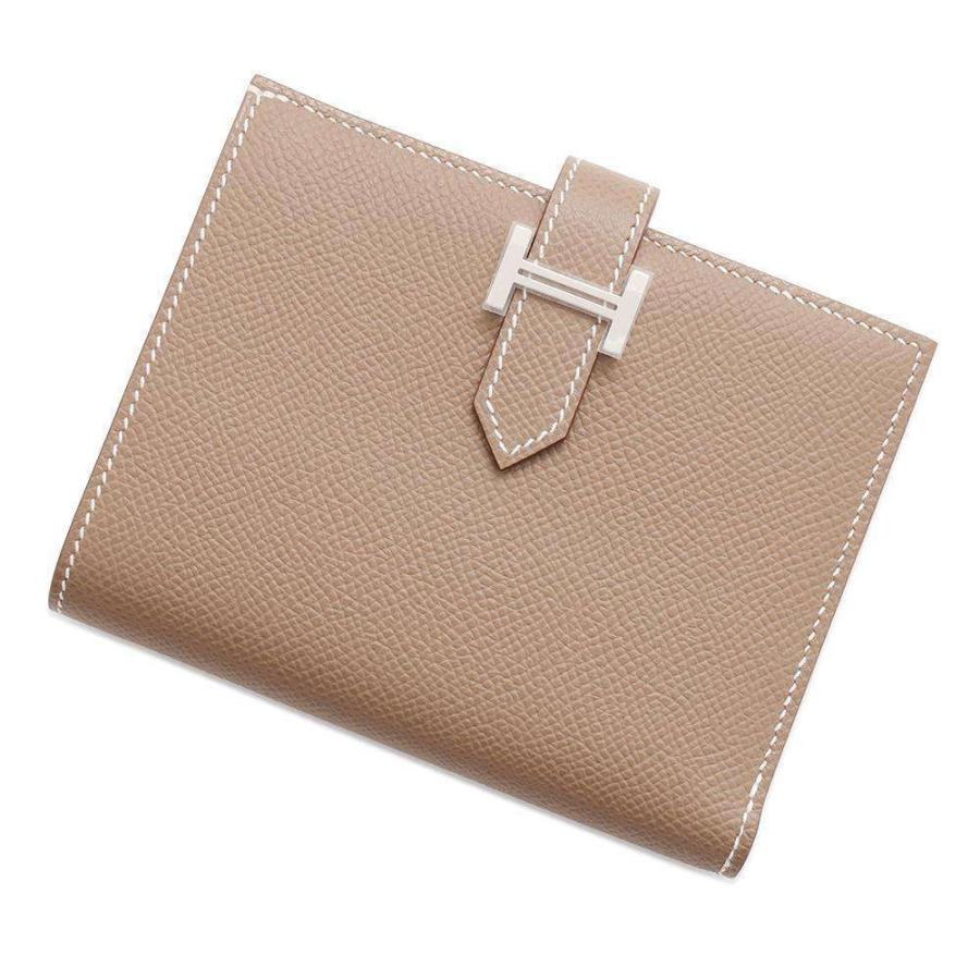 エルメス 二つ折り財布 ベアンコンパクト エトゥープ/シルバー金具