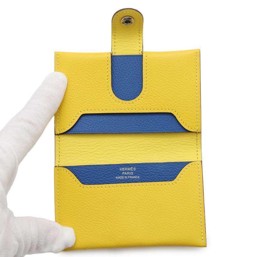 エルメス カードケース RMS ジョーヌナプル/ブルーフランス/シルバー