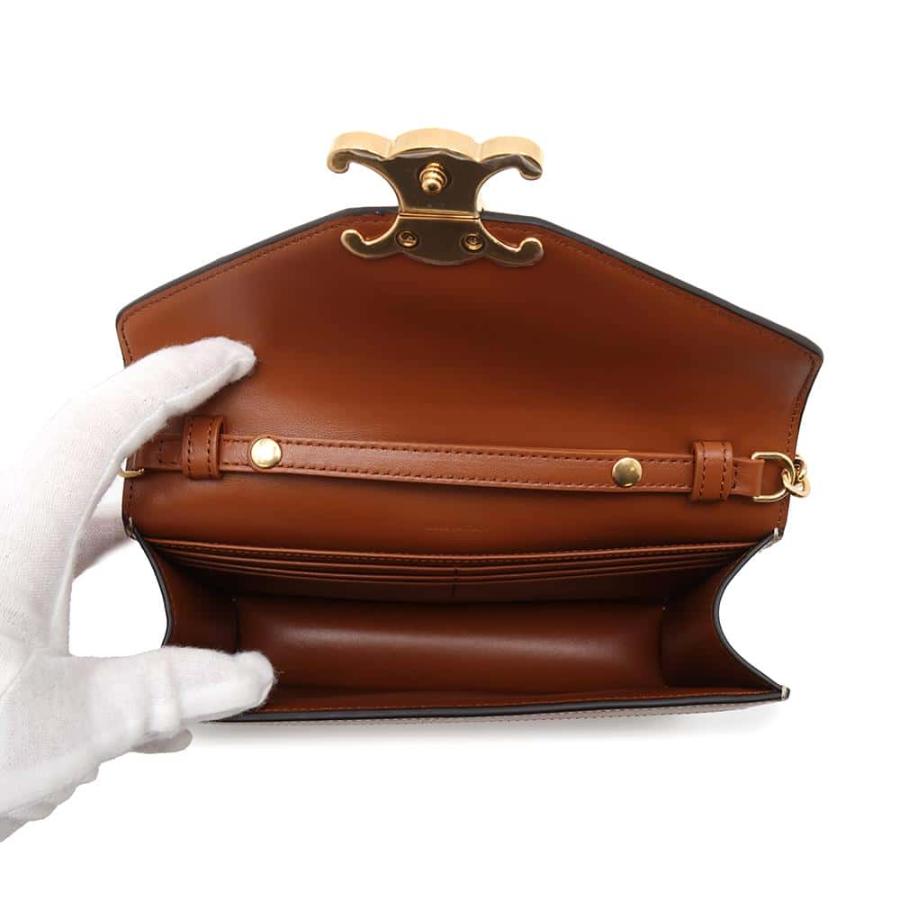 セリーヌ チェーンウォレット トリオンフ キャンバス レザー 10L462FI6