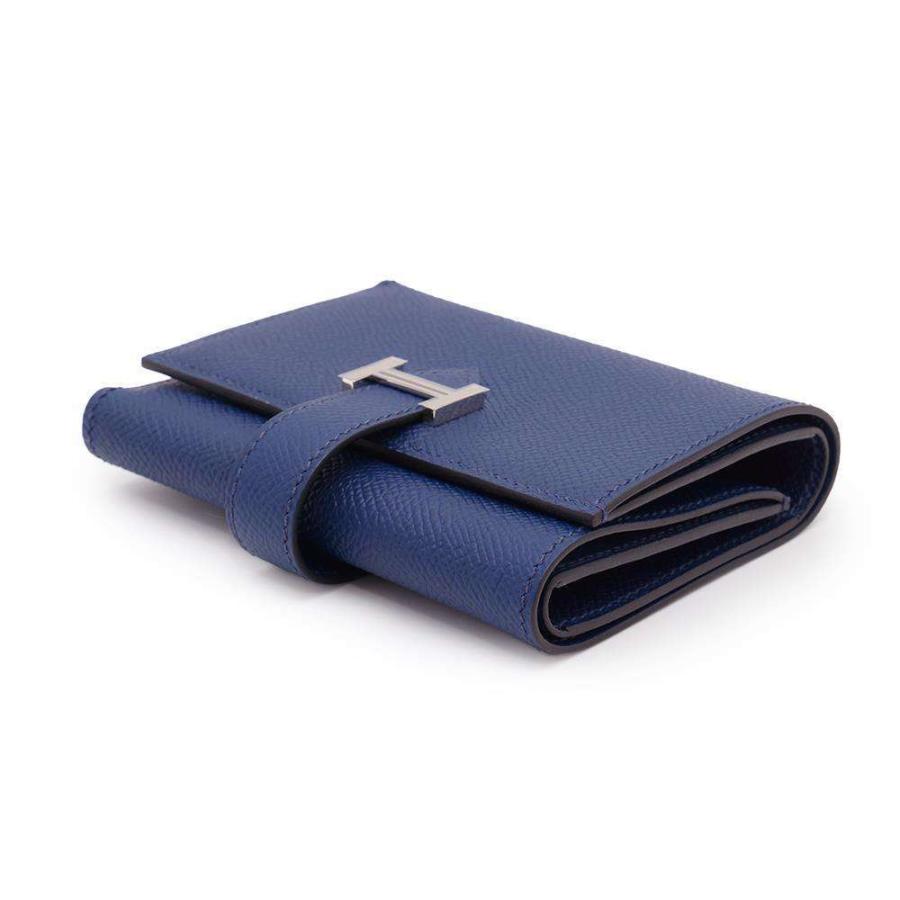 HERMES べアンコンビネ 三つ折り 財布 紺 ネイビー シルバー金具 エルメス 三つ折り財布 ベアン コンビネ ブルーネイビー/シルバー金具