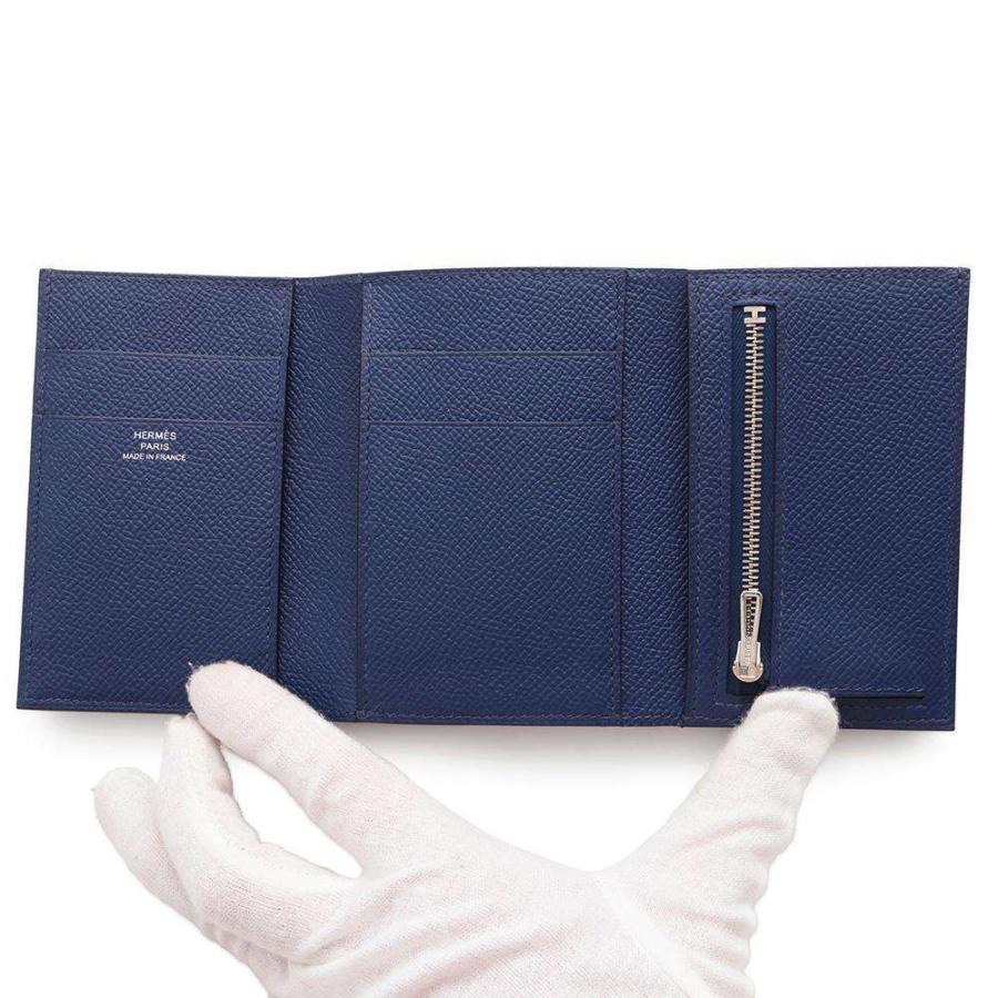 HERMES べアンコンビネ 三つ折り 財布 紺 ネイビー シルバー金具 エルメス 三つ折り財布 ベアン コンビネ ブルーネイビー/シルバー金具