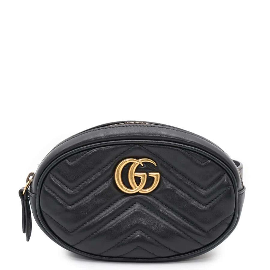 【美品】GUCCI グッチ マーモント ブラック ウエスト ボディバッグ バッグ グッチ ウエストバッグ GGマーモント キルティングレザー ベルトバッグ