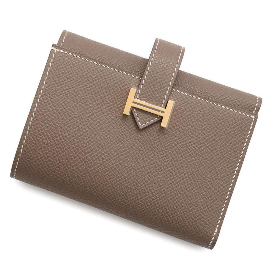 エルメス 三つ折り財布 ベアンコンビネ エトゥープ/ゴールド金具