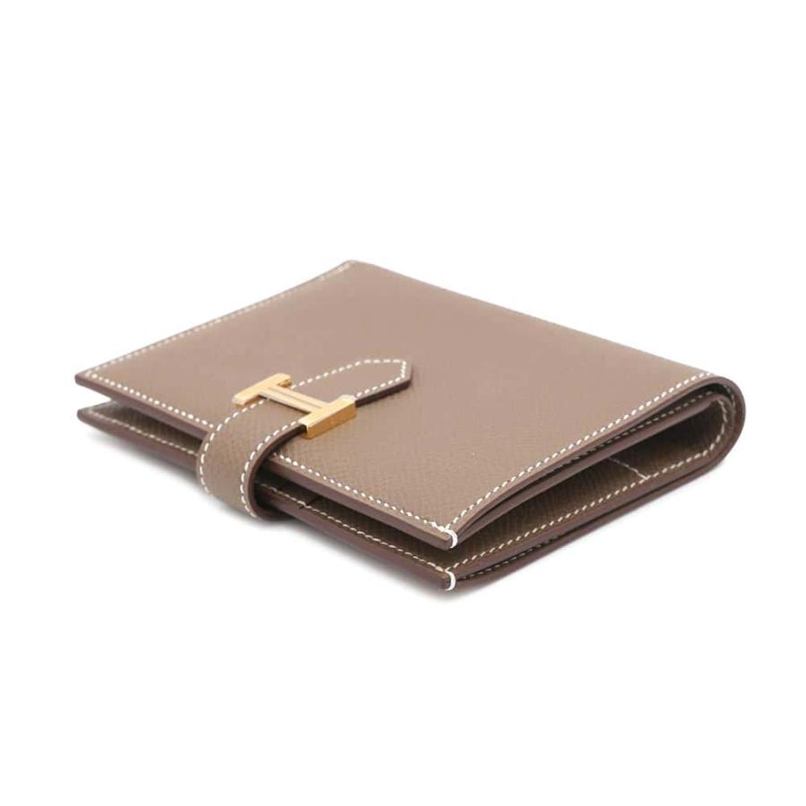 エルメス 二つ折り財布 ベアンコンパクト エトゥープ/ゴールド金具