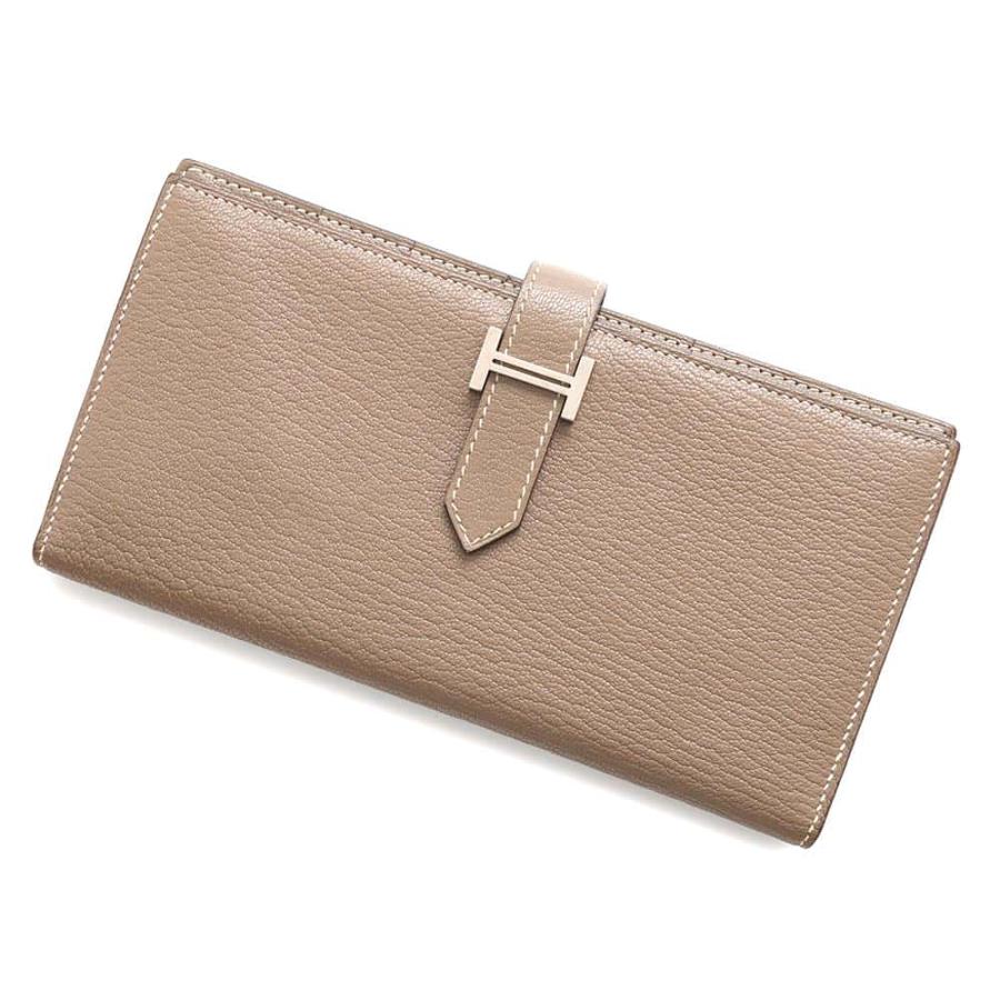 HERMES エルメス ベアンスフレ エトゥープ 長財布 シェブルミゾル H金具 エルメス 長財布 ベアンスフレ エトゥープ/シルバー金具