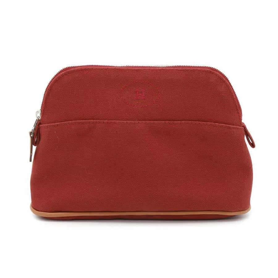 エルメス ポーチ ボリードポーチ ミニ レッド/シルバー金具 キャンバス