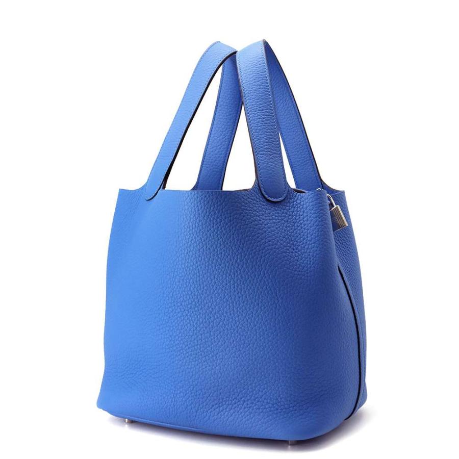 エルメス ハンドバッグ ピコタンロックMM ブルーフランス/シルバー金具
